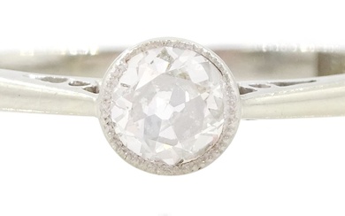 Early 20th century white gold milgrain set single stone old cut diamond ring
