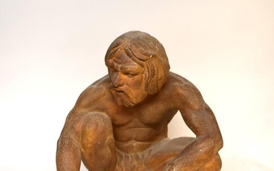 Early Continental Terracotta Figure of a Caveman