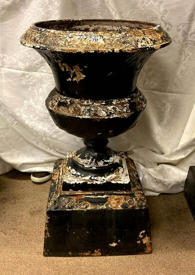 Early Victorian Cast-Iron Garden Urn on Base