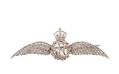 Edwardian A Royal Flying Corps rose cut diamond crowned wing...