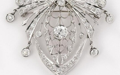 Edwardian Platinum Diamond Filigree Brooch