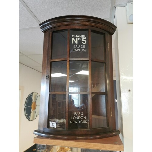 Edwardian Raised Corner Cabinet w/Chanel No-5 Advertising De...
