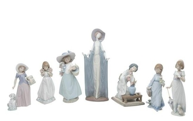 Eight Lladro Porcelain Figures With Original Boxes.