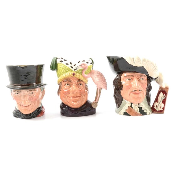 Eighteen large-size character jugs, mostly Royal Doulton
