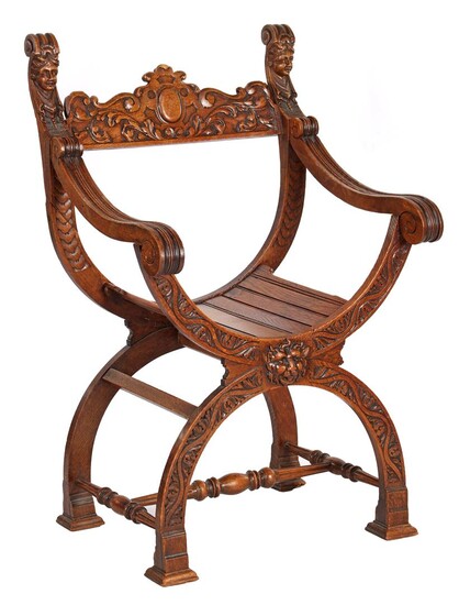 (-), Oak Dagobert chair with richly carved decor...