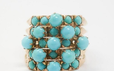 Elaborate Vintage Turquoise 14k Rose Gold Ring