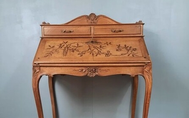 Elegant desk - Bronze, Walnut, Marquetry - Early 20th century