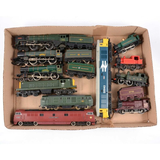 Eleven OO gauge model railway locomotives including Lima class 50 diesel etc