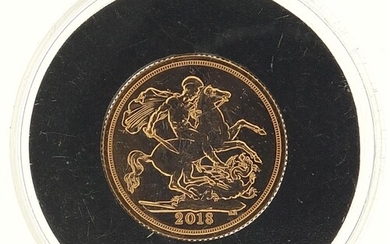 Elizabeth II 2018 gold sovereign with capsule - this lot is ...