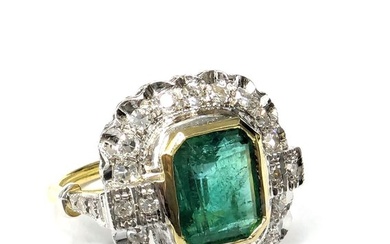Emerald - 18kt gold - White gold, Yellow gold - Ring