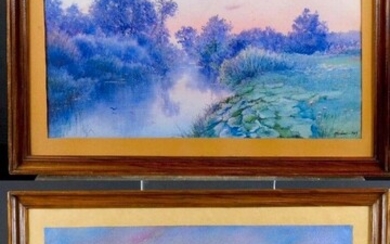 Emile GODECHAUX Deux paysages Huiles sur toile 38 X 56 cm (Encadré)