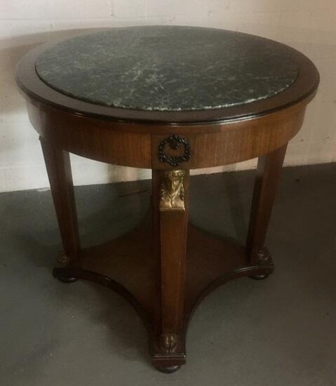 Empire Carved Inlaid Marble Top Table