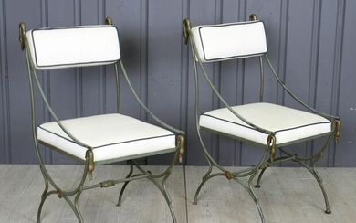 Empire Style Wrought Iron and Bronze Chairs