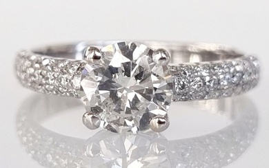Engagement ring - 18 kt. White gold - 1.25 tw. Diamond (Natural)