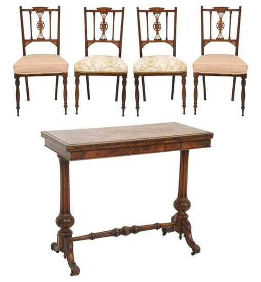English Card Table & Four Chairs