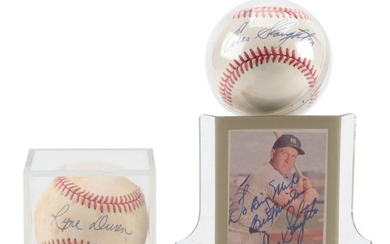 Enos Slaughter and Ryne Duren Signed Baseballs with a Signed Enos Card COA