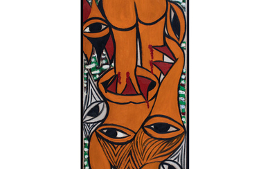 Ernesto Shikhani Mozambican 1934–2010 Untitled 1972 acrylic on plywood signed and dated bottom left 121 x 47