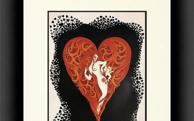 Erte " Heart " From the Aces Suite Custom Framed Print
