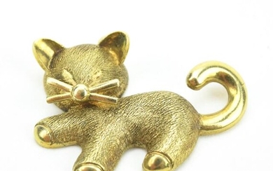 Estate 14kt Gold Figural Cat Necklace Pendant
