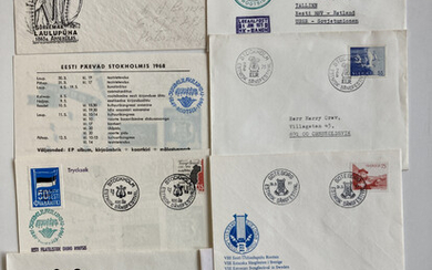 Estonia, Sweden, Germany, Canada, USA ESTIKA - Group of envelopes & postcards - Song Festivals (9)