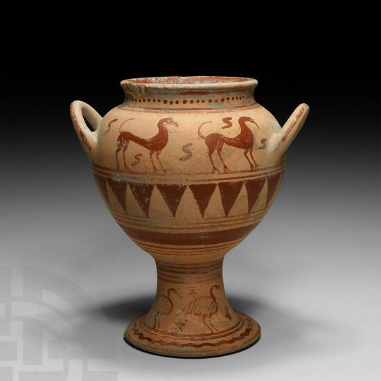 Etruscan Painted Terracotta Vessel with Animals