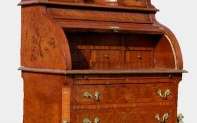 FRENCH FINE INLAID ROLL TOP LOUIS XV DESK