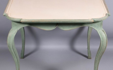 FRENCH PROVINCIAL GREEN PAINTED GAMES TABLE
