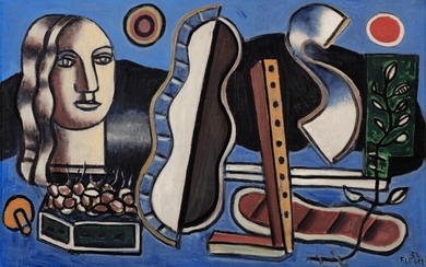 Fernand Léger Objets contrastés sur fond bleu