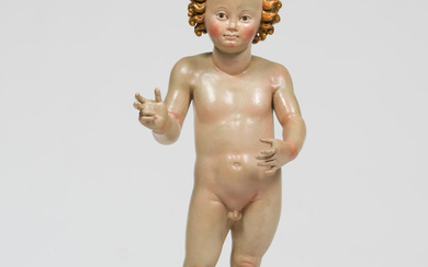 Figure en bois peint polychrome représentant l'enfant Jesus. Espagne, première...
