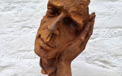 Figurine - A thinking face - Iron (cast)