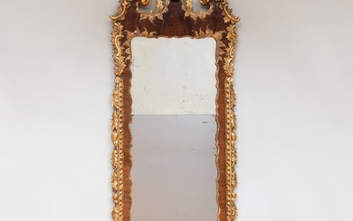 Fine George II Walnut and Parcel-Gilt Pier Mirror