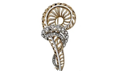 Fiuma brooch in yellow gold, white gold and diamonds