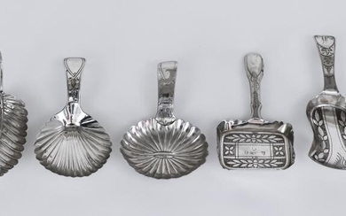 Five George III Silver Caddy Spoons, by Cocks and...