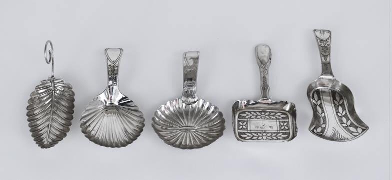 Five George III Silver Caddy Spoons, by Cocks and...