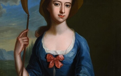Follower of Joseph Highmore, Portrait of a lady as a shepherdess