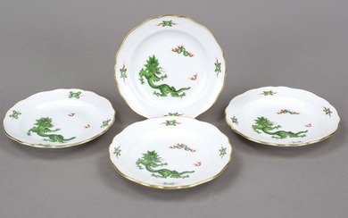 Four bread plates, Meissen, marks