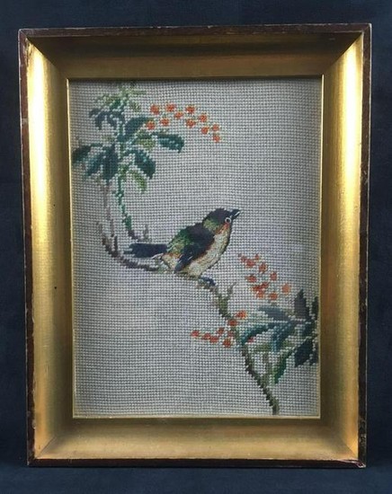 Framed Needlepoint Bird