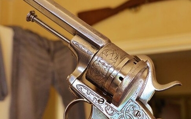 France - 1850 - Véritable révolver EUGENE LEFAUCHEUX "Modèle 1858" entièrement ciselé - Elégant & rare - Unique - Revolver - 9mm Cal