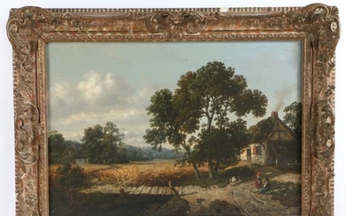 Frans Keelhoff (Belgian, 1820-1891) "Dutch Landscape" Oil ...