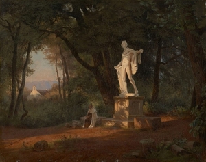 Frederik Niels Martin ROHDE Copenhague, 1816 - Frederiksberg, 1886 Moine assis sous la statue de l'Apollon du Belvédère