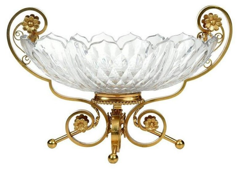 French Baccarat Crystal and Bronze Centerpiece