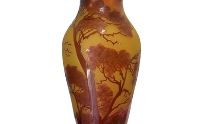 French Cameo Art Glass Large Vase Galle Style
