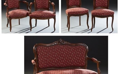 French Carved Beech Louis XV Style Parlor Suite, early