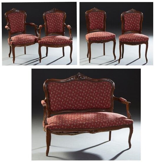 French Carved Beech Louis XV Style Parlor Suite, early