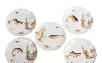 French Handpainted Plates With Fish.