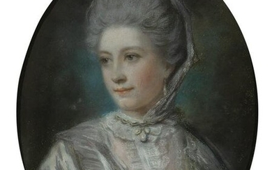 French School 18th-19th Century Portrait of a Lady Wearing a Pearl Necklace