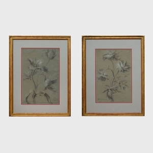 French School: Sketch of Four Tulips; and Sketch of