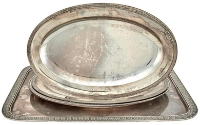 French Sterling Silver Platter; Together with Three
