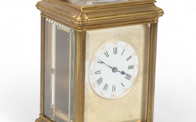 French brass-cased carriage clock, by James Beaven, case hei...