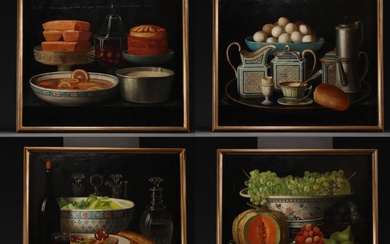 French school, set of four still lifes, oil on canvas,...